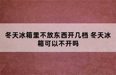 冬天冰箱里不放东西开几档 冬天冰箱可以不开吗